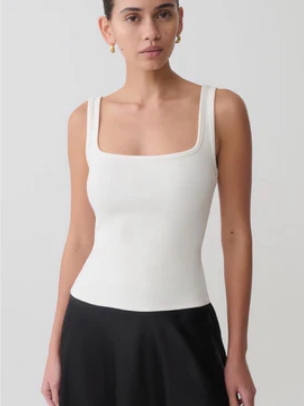Meshki Cream / Ivory Ribbed Square-Neck Tank